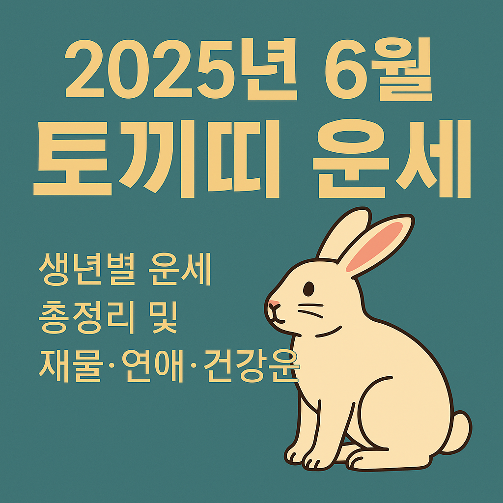 2025년 6월 토끼띠 운세 총정리! 생년별 재물&middot;연애&middot;직장운까지 완벽 해석