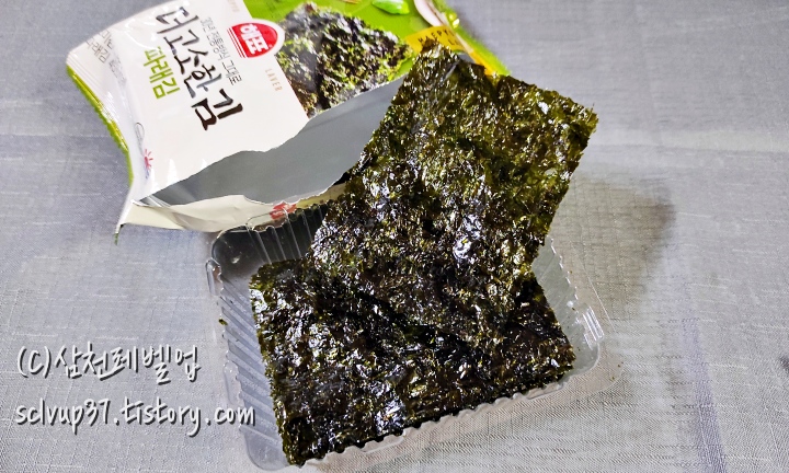 해표 더 고소한 파래김 개봉 후 김 모습