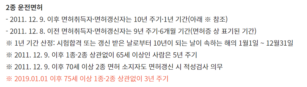 운전면허증 갱신기간