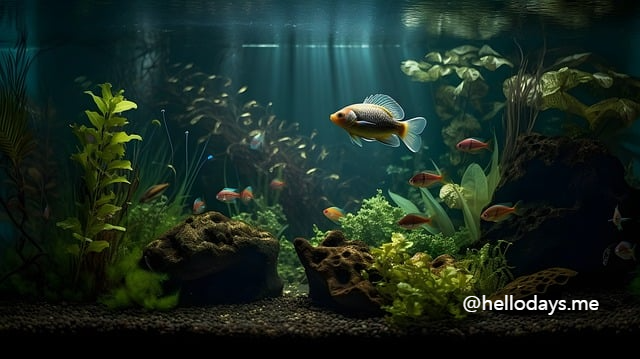 어항 속 다양한 관상어들