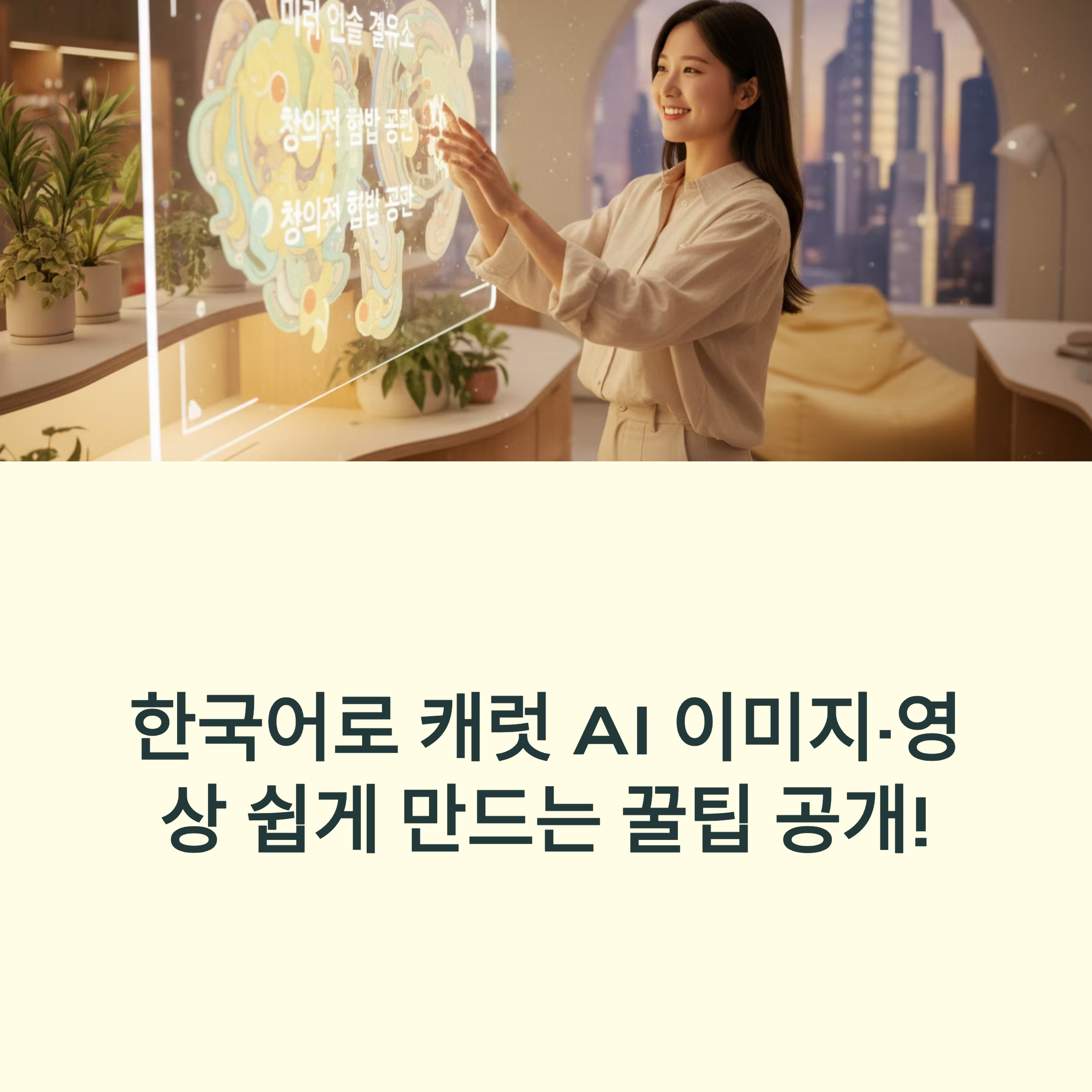 AI 이미지&middot;영상 생성, 아직도 영어로만 하세요? 한국어로도 충분합니다! 캐럿 AI로 쉽고 고퀄 콘텐츠 만드는 꿀팁 지금 확인해보세요.