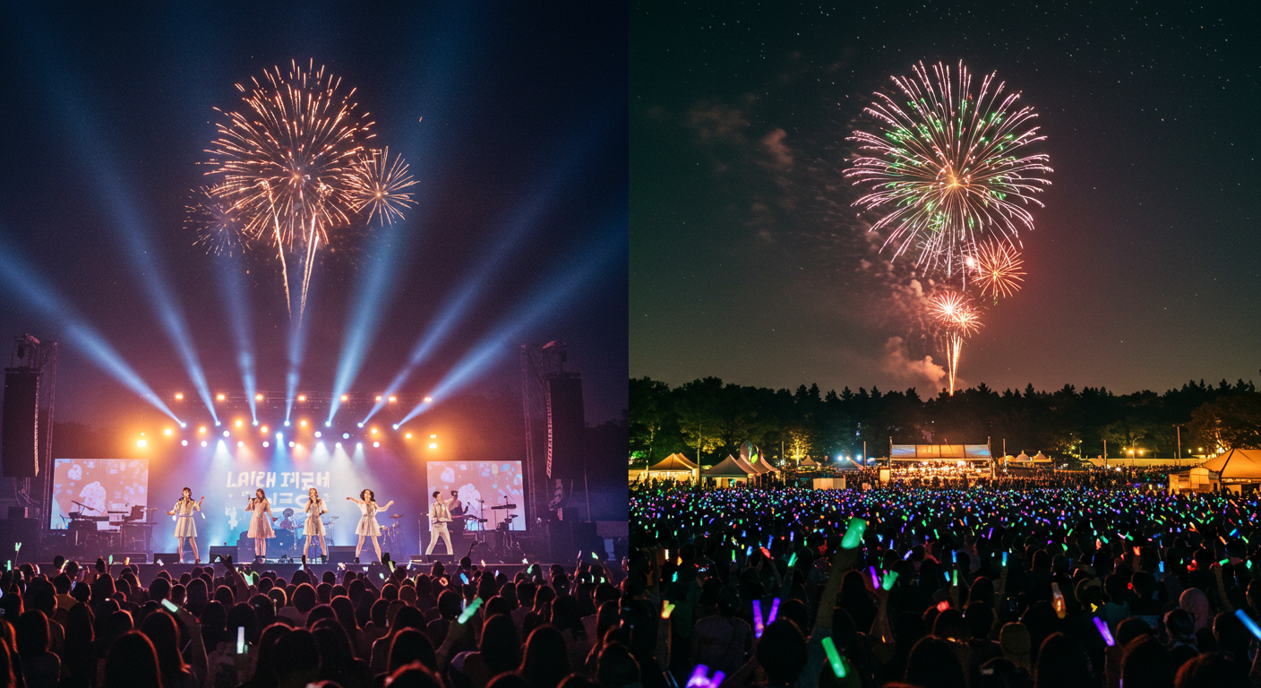 공연 무대와 드론라이트쇼가 펼쳐지는 임실N치즈축제 현장