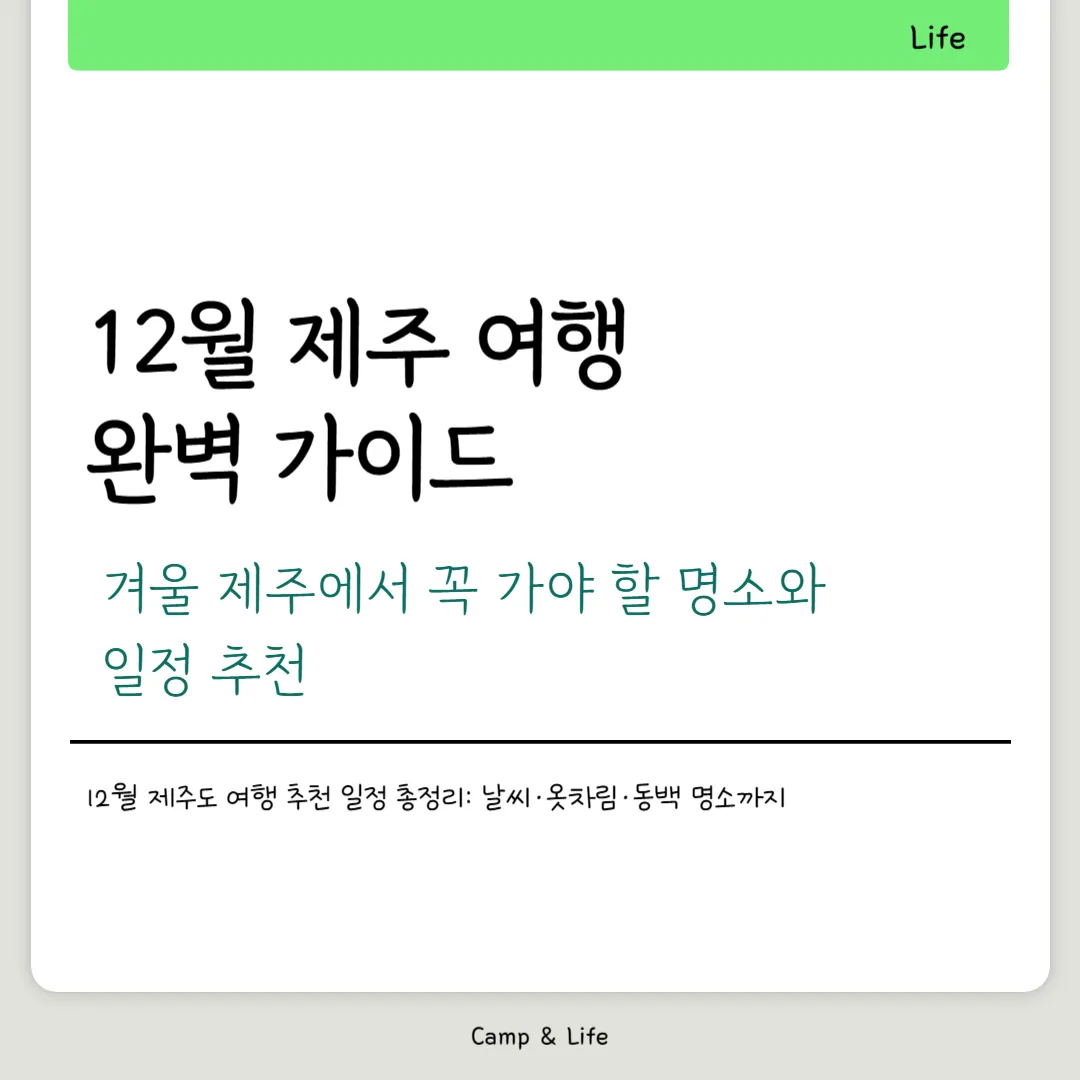 제주 12월 여행