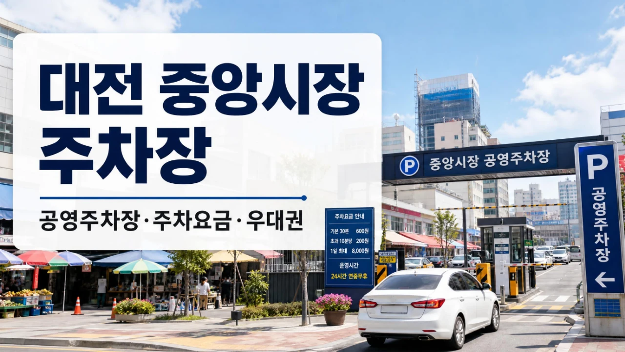 대전 중앙시장 주차장 공영주차장 위치 주차요금 우대권 안내