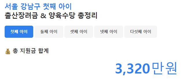 육아 지원금 조회 결과