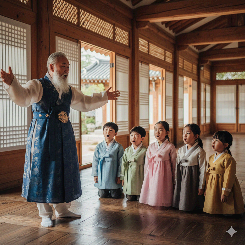 전북 문화예술교육 축제에서 판소리 명창에게 소리를 배우는 참가자들
