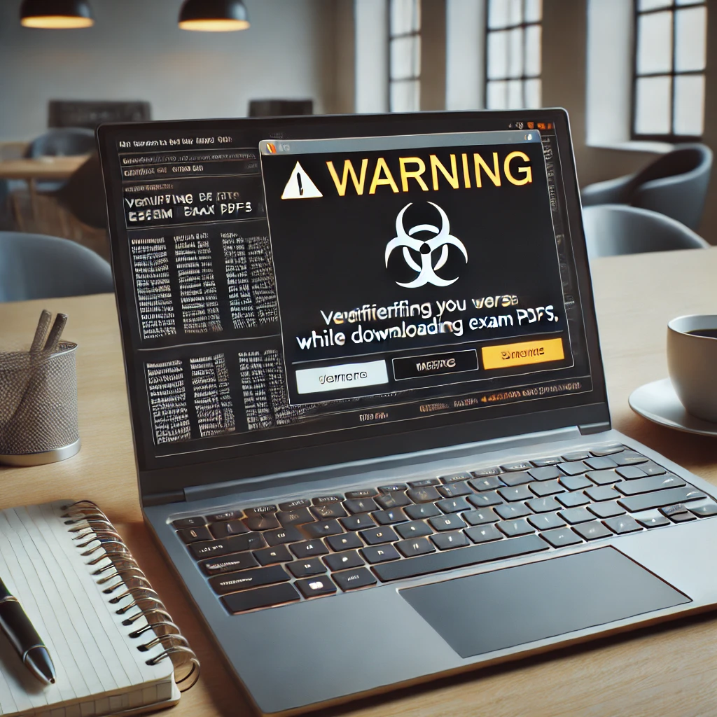 PDF 다운로드 전 출처 확인 경고 화면