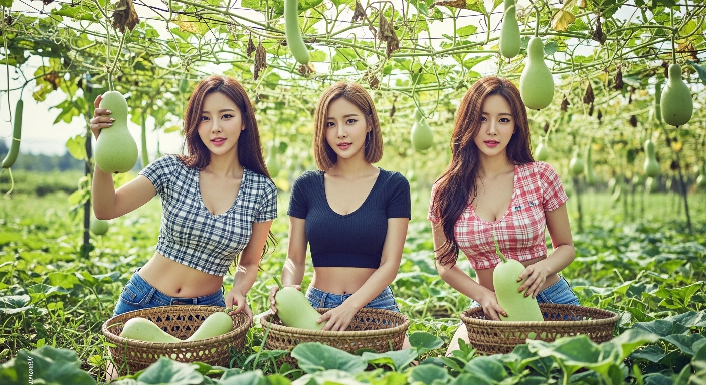 박을 수확하는 여자들