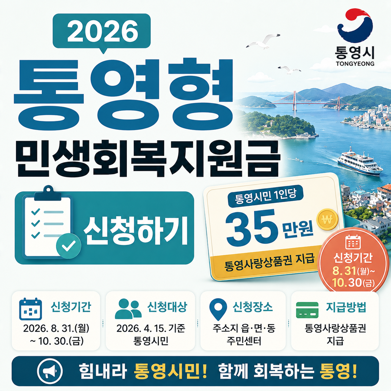통영형 민생회복지원금 신청 대상과 방법 안내 이미지