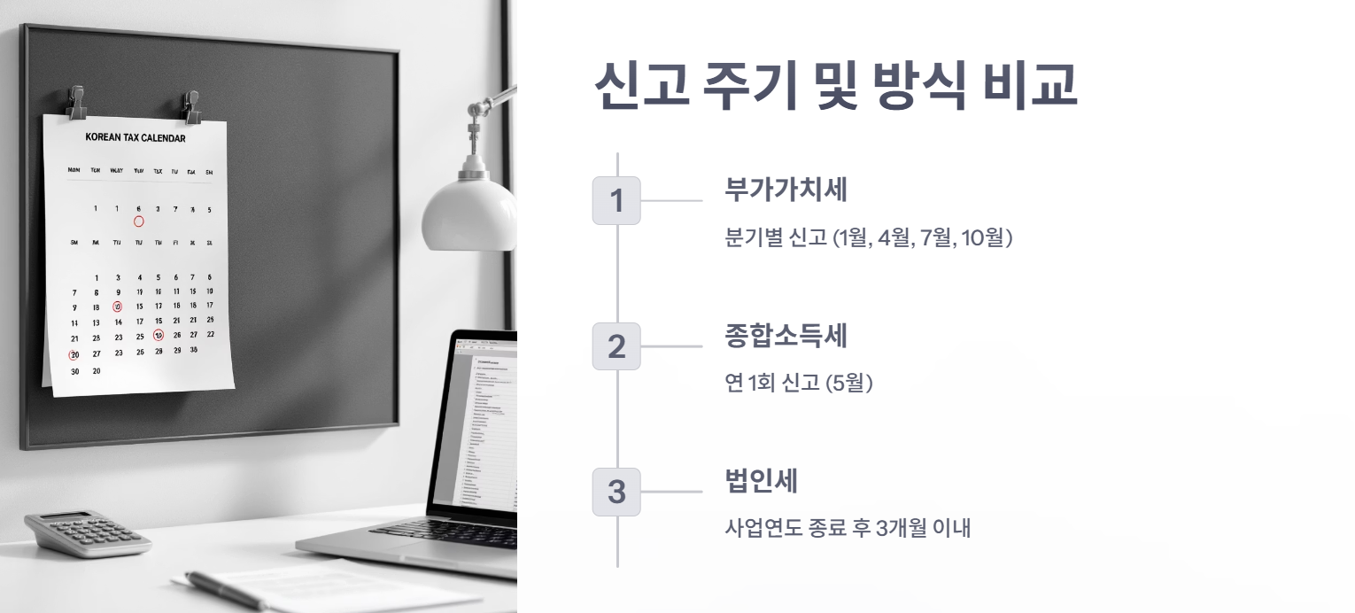 신고 주기 및 방식 비교