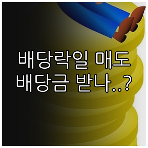 배당락일 주식 매도 시 배당금 수령 ..
