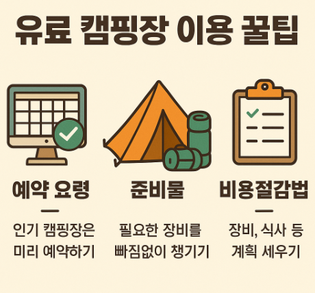 캠핑장 이용 꿀팁 안내 이미지