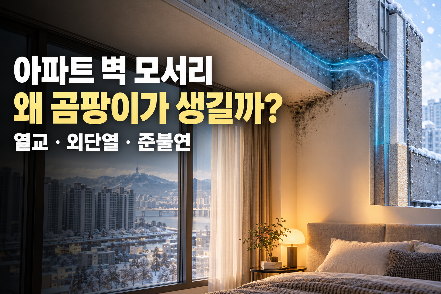 아파트 외벽 모서리의 열교와 결로 곰팡이 발생 원리