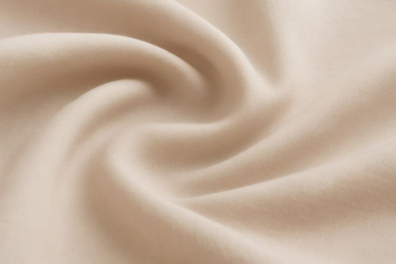 부드럽고 은은한 광택이 도는 텐셀 원단의 클로즈업 질감