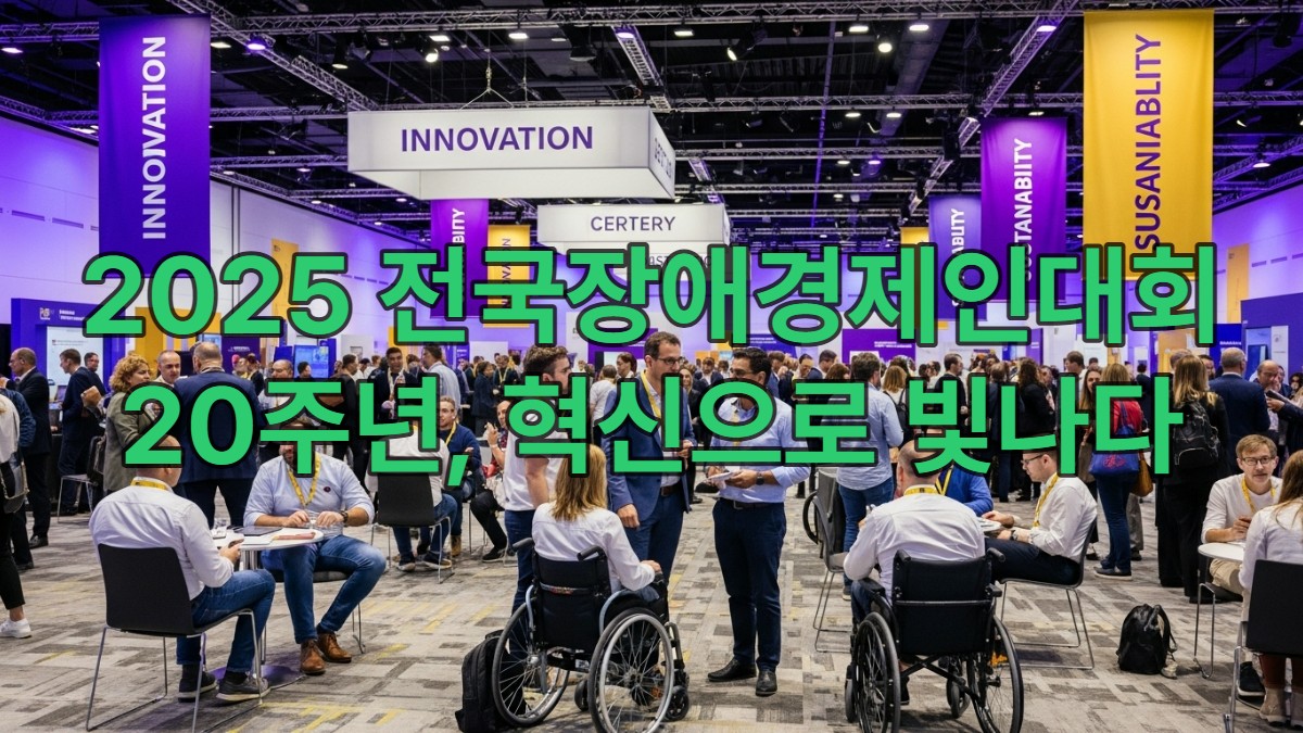 2025년 전국장애경제인대회에서 다양한 장애경제인들이 활발하게 교류하며 혁신과 지속가능성을 논의하는 활기찬 컨퍼런스장 전경