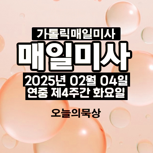 2025년 2월 4일 매일미사 연중 제4주간 화요일 오늘의 묵상