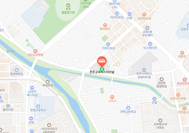 전주고속버스터미널 위치-지도