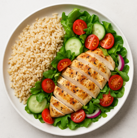 현미밥 + 닭가슴살 샐러드