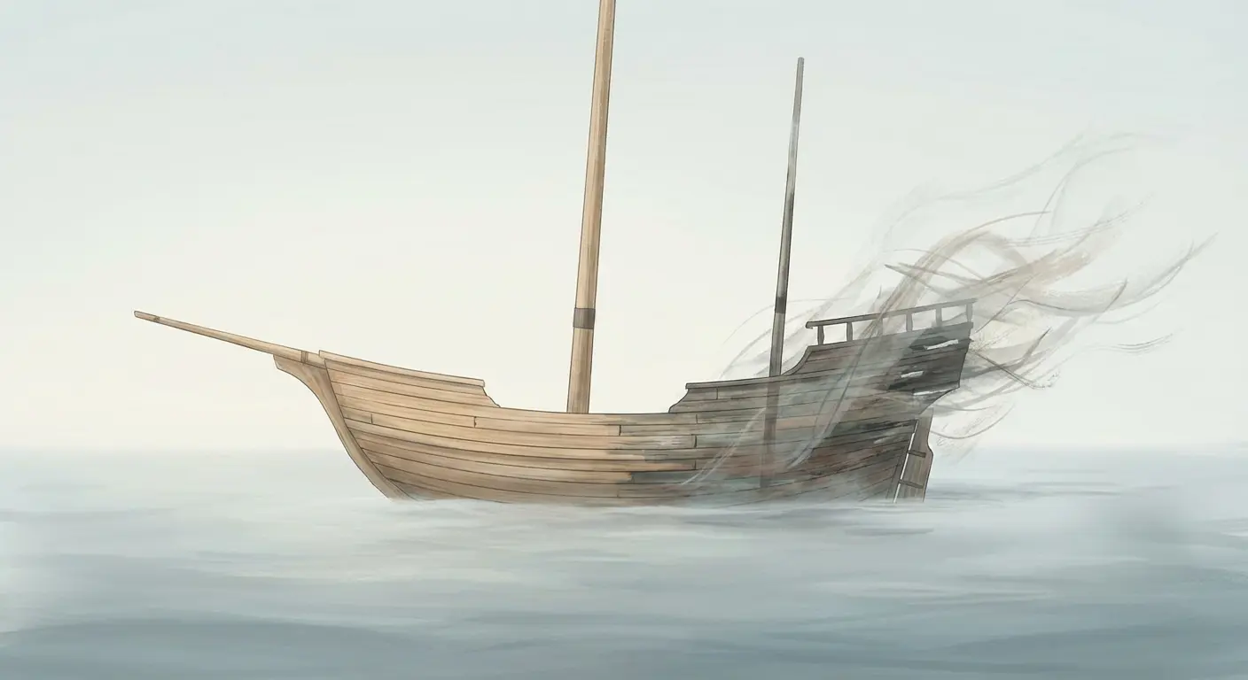 An illustration representing the Ship of Theseus and the question of identity over time