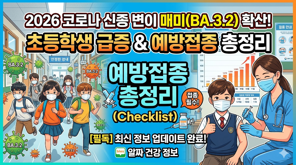 2026년 코로나 신종 변이 '매미(BA.3.2)' 확산: 초등학생 급증 및 예방접종 총정리