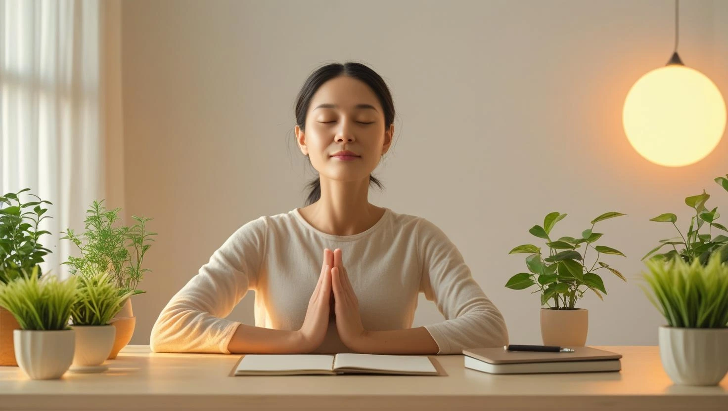 “호흡을 통해 불안을 완화하는 이미지”