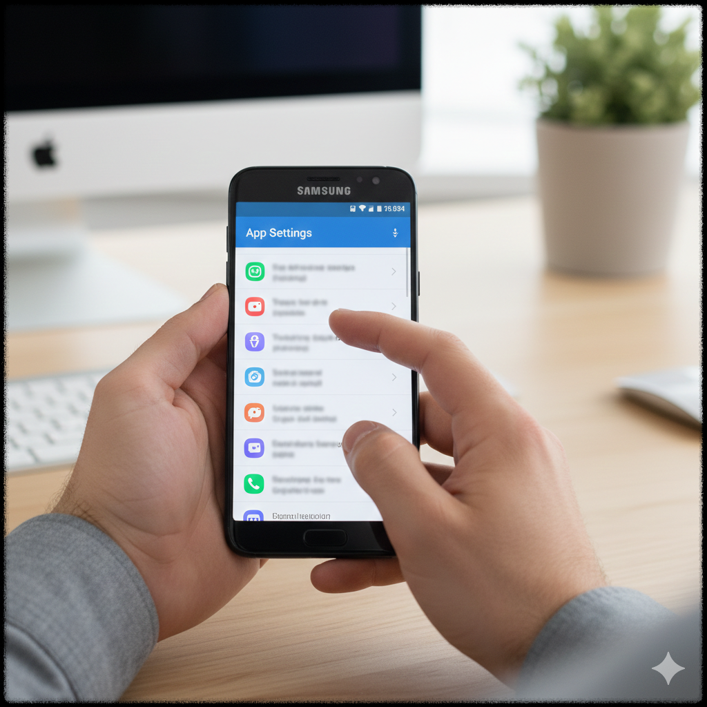 안드로이드 스마트폰에서 스파이웨어가 의심되는 앱을 확인하는 모습
