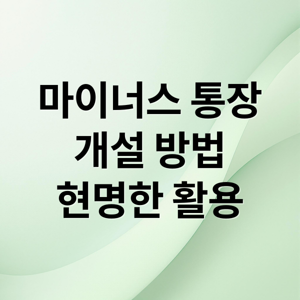 마이너스 통장 개설부터 현명한 활용법까지