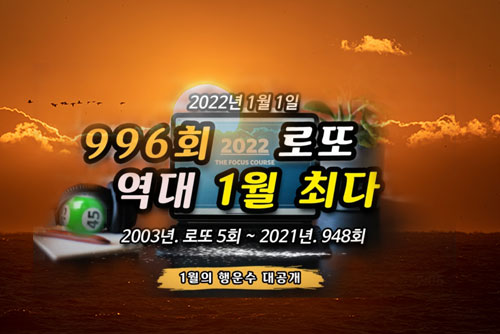 996회 로또 1등 당첨번호 1월 행운수