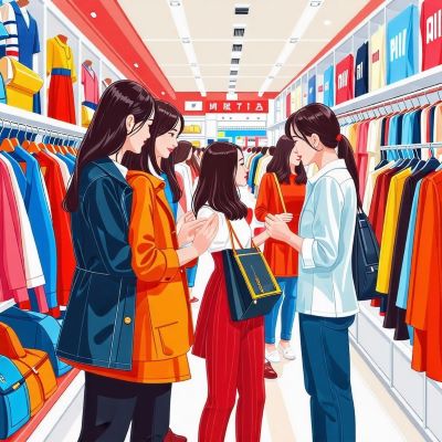 백화점에서 쇼핑하는 여자들
