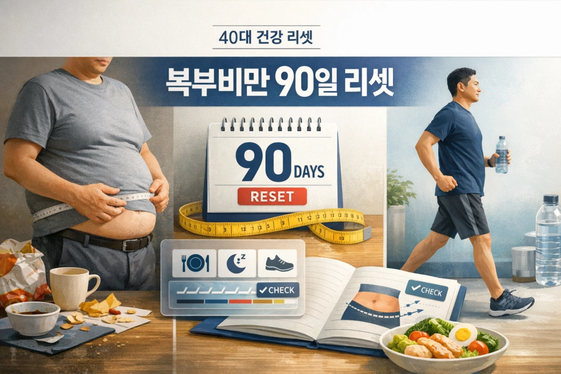 40대 복부비만 왜 안 빠질까? 90일 리셋으로 바꾸는 몸의 습관