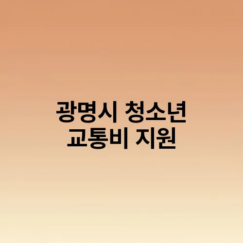 광명시 청소년 교통비 지원