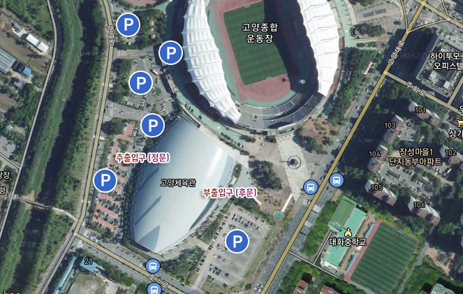 고양종합운동장 주차장 위치 지도