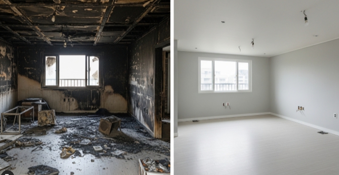 청양군 화재청소 전후 모습 비교