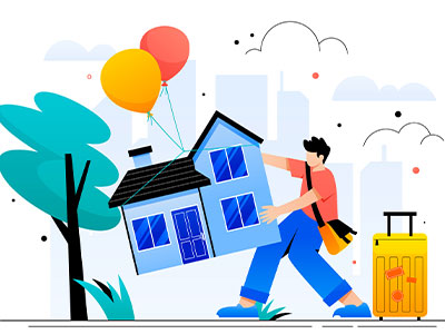 용산 남영역 롯데캐슬헤리티지 근처에서 사람이 집을 옮기는 모습을 표현한 그림