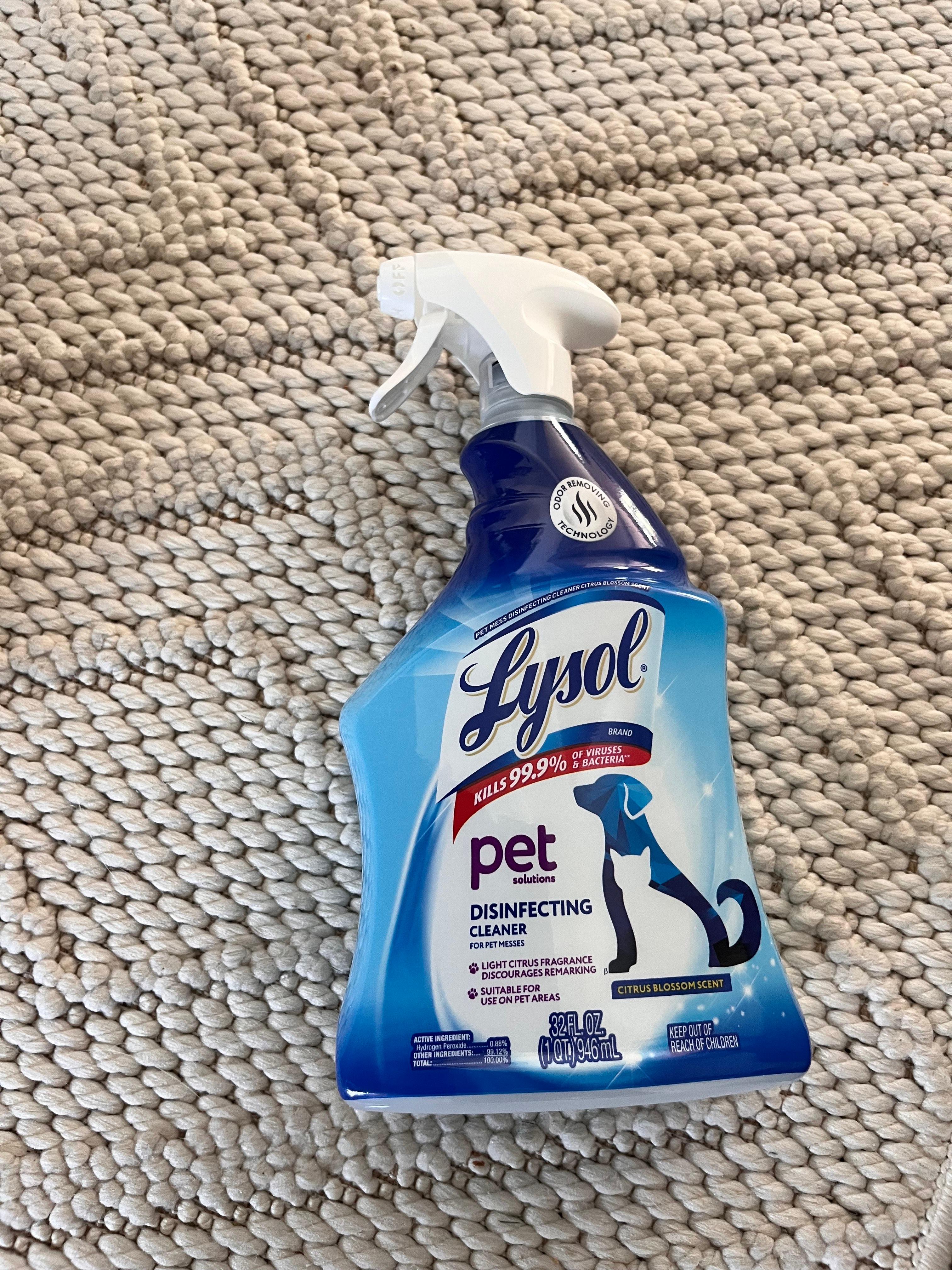 카펫트 위에 lysol 얼룩 저게거제가 있는 이미지