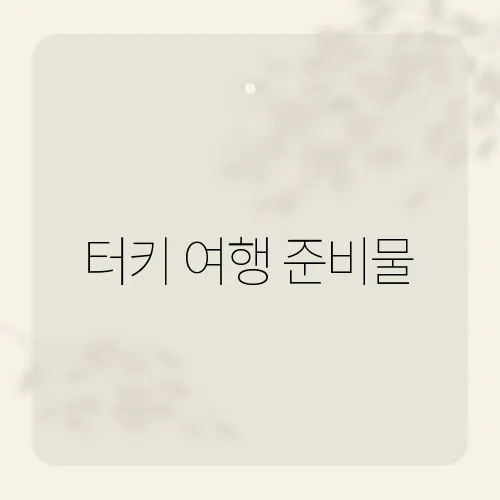 터키 여행 준비물, 한 개만 빼면 망한다?