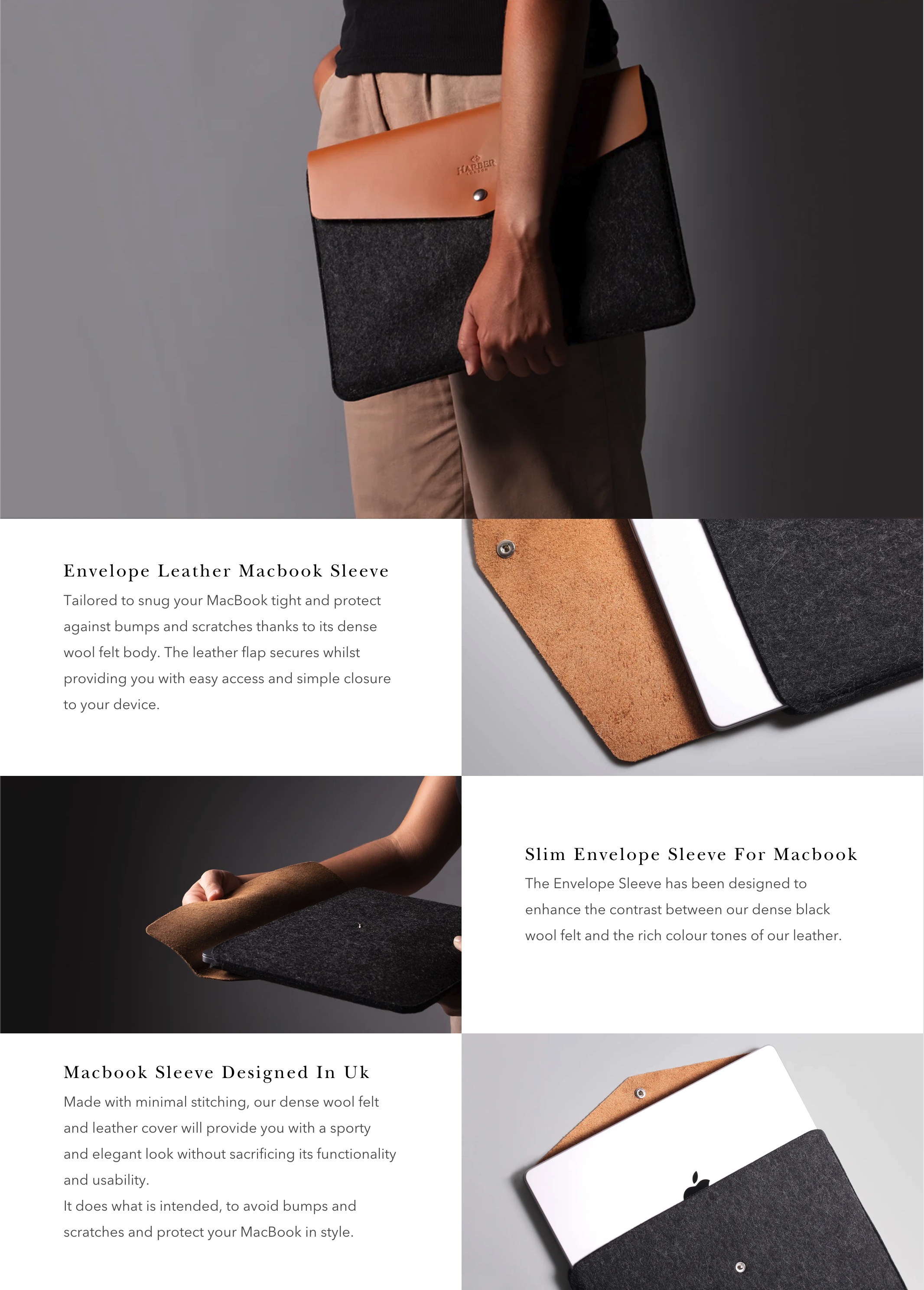 Harber Leather Macbook Envelope Case Sleeve 설명