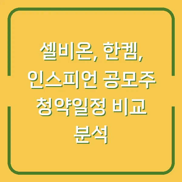 셀비온, 한켐, 인스피언 공모주 청약일정 비교 분석