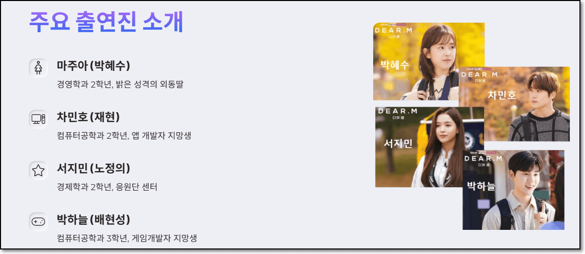 디어엠 출연진 총정리