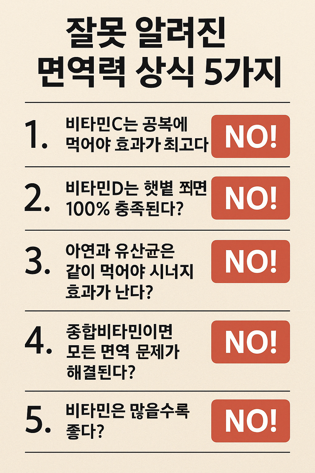 잘못 알려진 면역력 상식 5가지