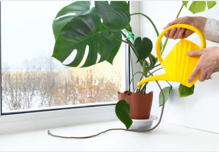 꽃을 열심히 관리하는 모습 사진