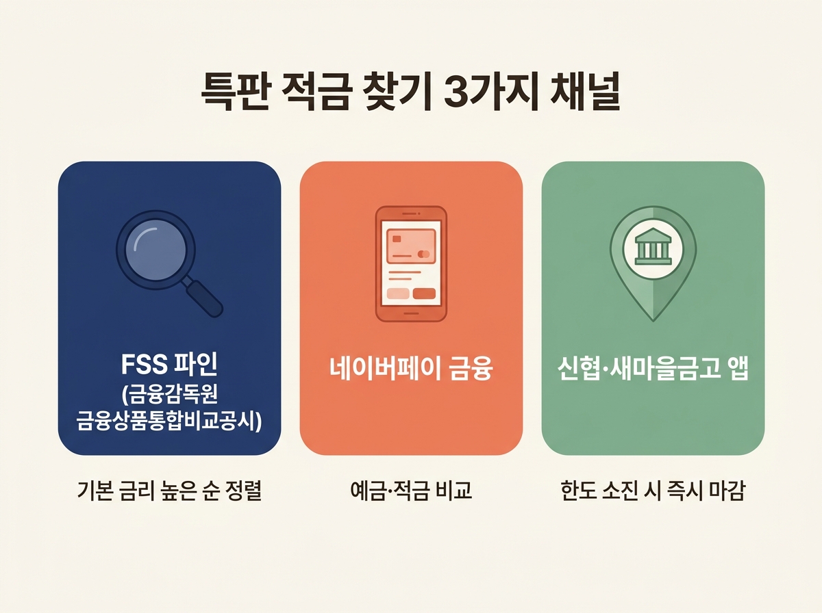 특판 적금 찾는 방법 finlife 네이버페이 신협 고금