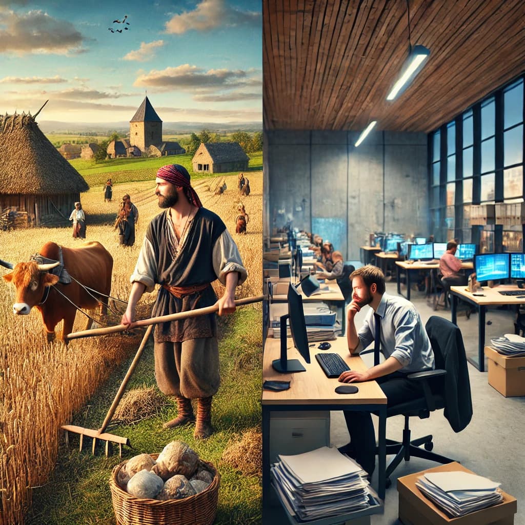 중세 유럽 농민 VS 현대 직장인 일 하는 모습