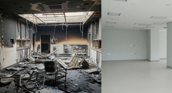 병원 화재 복구 전후