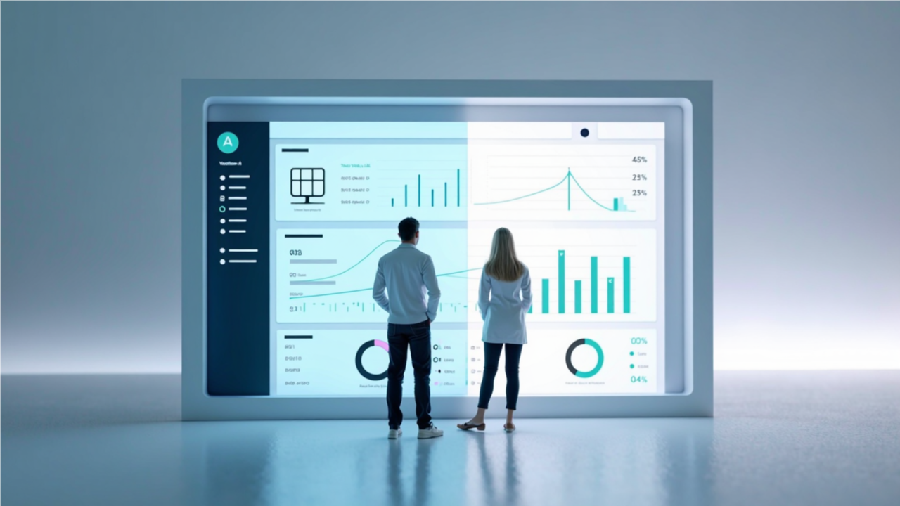 두 가지 버전의 사용자 인터페이스가 나란히 배치되고 아래에 클릭률 및 전환율 같은 지표가 표시된 A/B 테스팅 시각화 이미지