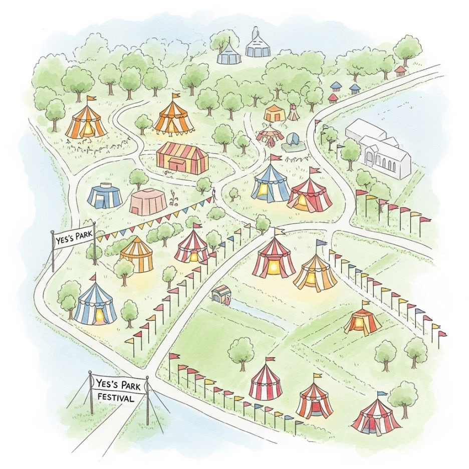 축제 현장의 활기찬 분위기를 담은 도자기 마을 전경