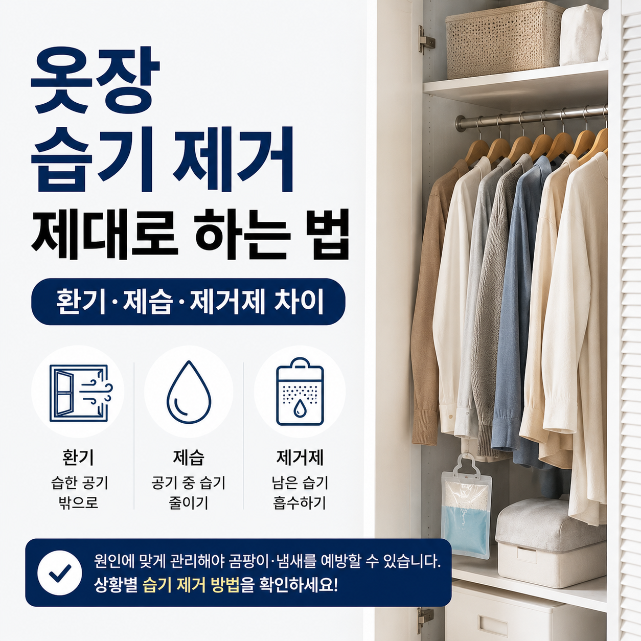 옷장 습기 제거 제대로 하는 법, 환기&middot;제습&middot;제거제 차이