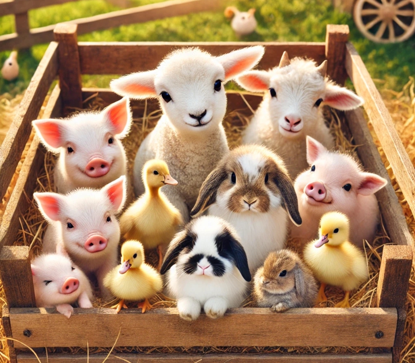 우리안에 귀여운 동물들이 있다. 밈코인을 비유했다.