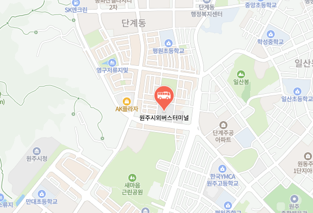 원주시외버스터미널 위치-지도