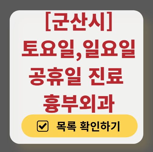 군산시 주말 토요일 일요일 흉부외과 진료 병원 목록 ❘ 공휴일 진료 영업 병원 리스트 찾기